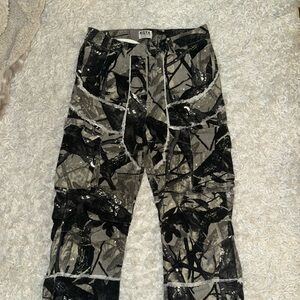 Low Rise Thrifted Camouflage Cargo Pants